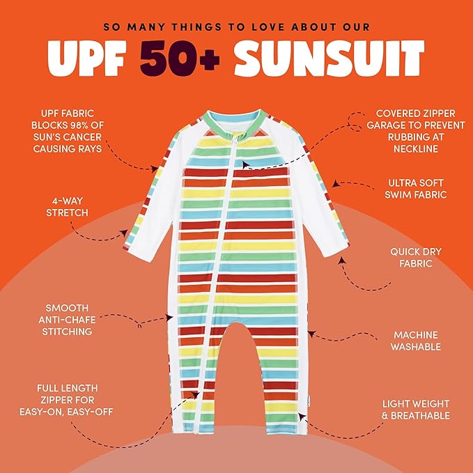 SwimZip Boys' Long-Sleeve UPF 50+ Swimsuit for Baby, Toddler, & Little Boys