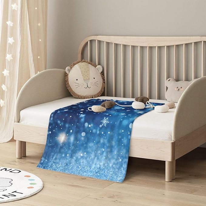 Baby Blanket Snowflake Blue Winter Christmas Pattern for Boy Girl Newborn 30x40 Inch Toddler Infant Nursery Throw Blankets Double Layer Comfy Soft Plush Stroller Crib Quilt