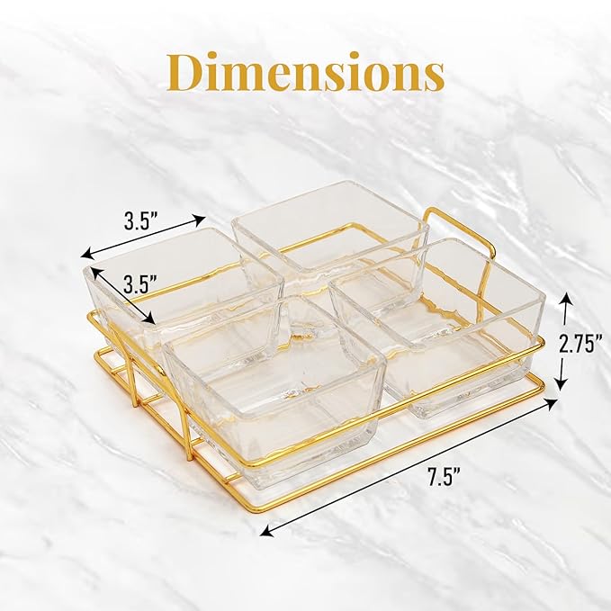 Nuts gift Basket Luxurious and Elegant 4 Sectional Premium Reusable Glass Tray, Perfect Holiday Food Gift Basket for Everyday Gifting