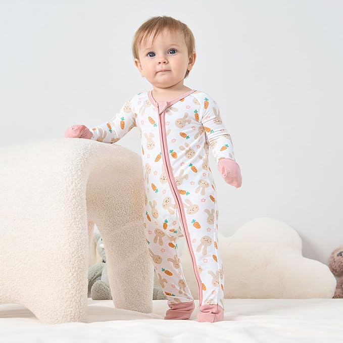 pureborn Baby Infant Boys Girls Sleeper Snug Fit Viscose from Bamboo Pajamas 0-24 Months