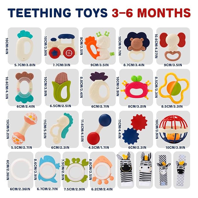 Baby Rattles 0-6 Months,Infant Sensory Teething Toys Set for 3-6 Months with Wrist Socks,Learning Developmental Toys,Perfect Baby Gift for 6-12 Months Newborn Boys Girls (Blackwhite Rattle Set)