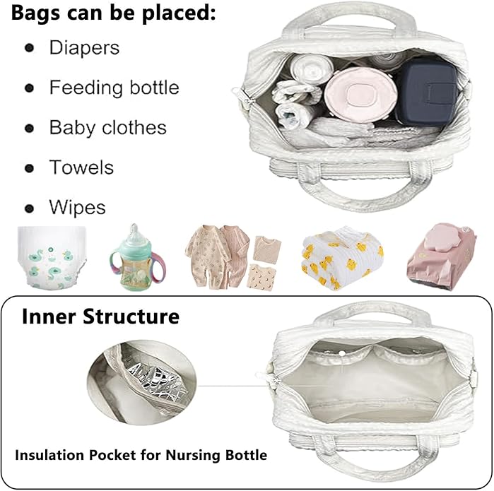 Baby Diaper Bag Tote, Cute Small Crossbody Nappy Mommy Bag, Lightweight Travel & Hospital Multifunction Storage Tote