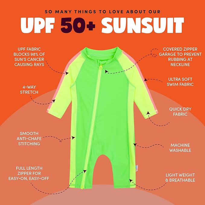 SwimZip Boys' Long-Sleeve UPF 50+ Swimsuit for Baby, Toddler, & Little Boys