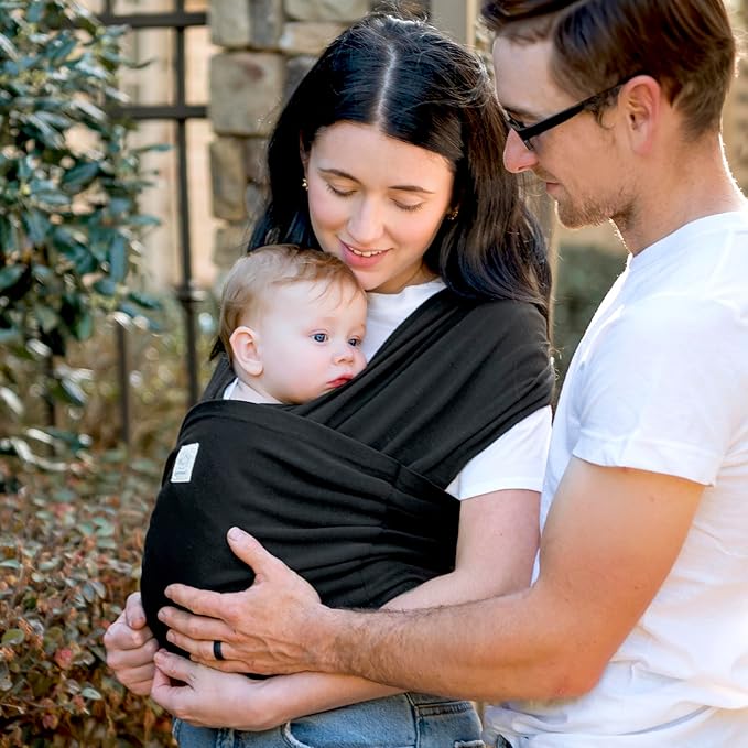 KeaBabies Baby Wrap Carrier Ring Sling - Easy to Wear, Adjustable D-Lite Baby Carrier Newborn to Toddler, Infant Carrying Shirt, Hands Free Bonding, Breathable Fabric Wearing Wrap (Midnight Gray)