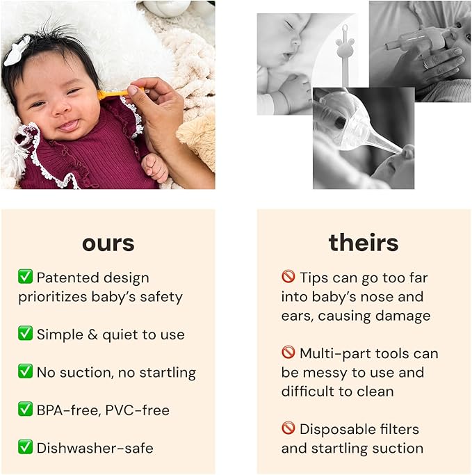 oogiebear: Baby Nose Cleaner & Ear Wax Removal Tool - Safe Booger & Earwax Removal for Newborns, Infants, Toddlers - Dual-Ended - Essential Baby Stuff, Diaper Bag, 2-Pack Orange with case