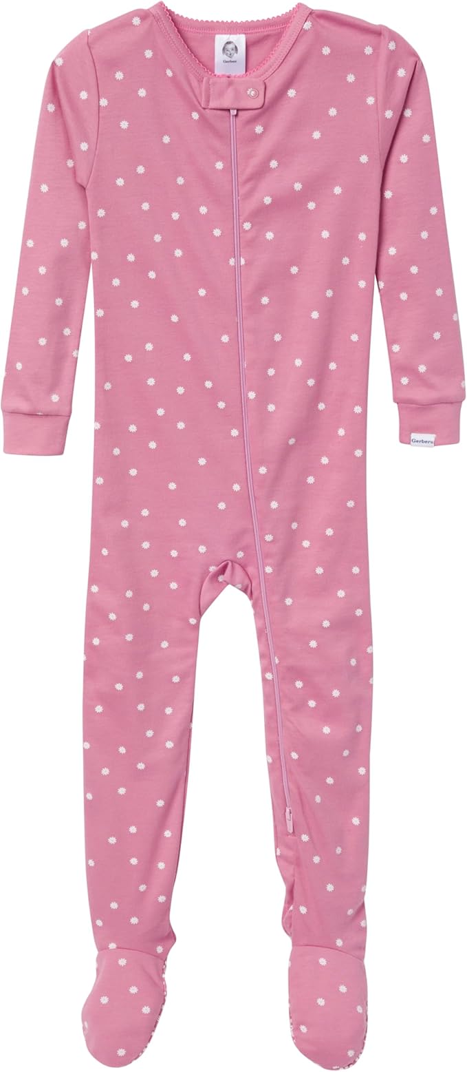 Gerber Baby Girls' 2-Pack Footed Pajamas