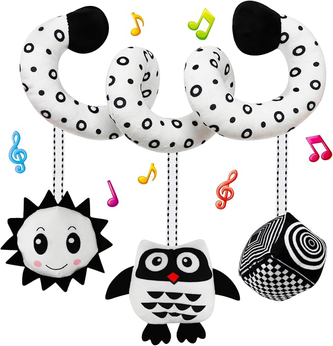 Black and White High Contrast Baby Toys - Sensory Infant Hanging Carseat & Stroller Toy for Newborns 0-6,6-12Months Perfect Easter Birthday & Baby Shower for Babies Boys Girls