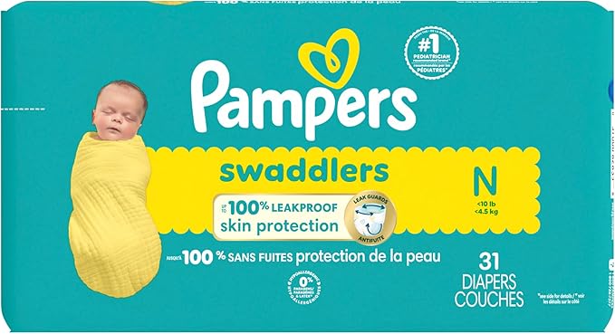 Pampers Baby Diapers - Swaddlers - Size 0, 31 Count, Ultra Absorbent Disposable Newborn Diaper