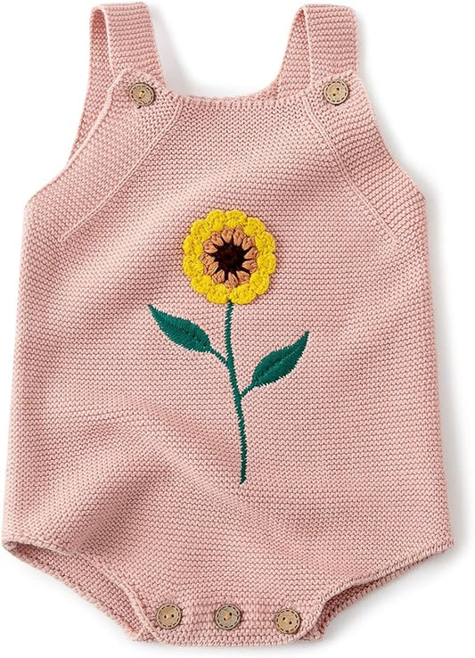 Simplee kids Baby Girls Sunflower Knit Rompers Knit Clothes for Newborn Baby Girls