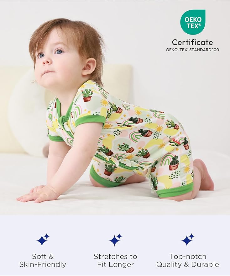 Bamboo Viscose Baby Girl Romper Infant Short Sleeve Zipper Baby Jumpsuit