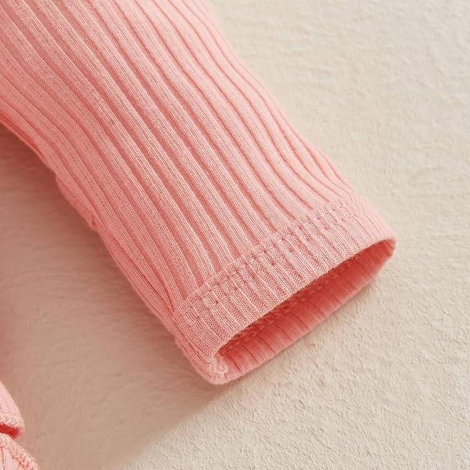 Newborn Baby Girls Rompers Knit Round Neck Long Sleeve Infant Fall Jumpsuits with Headband Coming Home Outfit