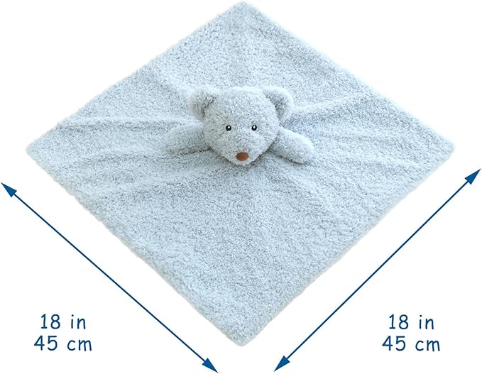 Baby Blue Teddy Bear Soft Stuffed Animal Security Blanket, Plush Bear Character Lovey Blanket, Baby Shower/Nursery Gift, Newborn Infant Toddler Snuggle Blankie for Boys Girls, 18 Inches