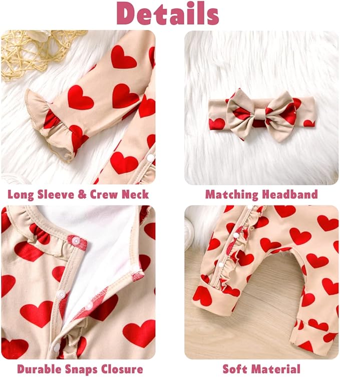 Aalizzwell Baby Girls Romper Outfit Fall Winter Clothes with Accessories