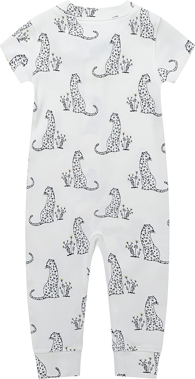 Owlivia Baby Boy Romper, Unisex Short-sleeve Summer Outfit, 100% Organic Cotton Girl One-Piece Jumpsuit