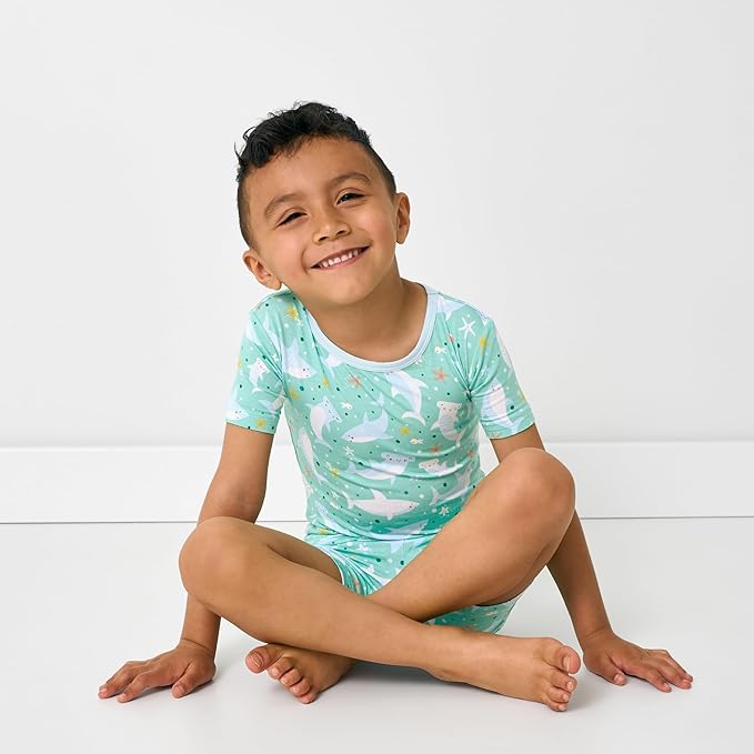 Little Sleepies Pajama Set w/Short Sleeve Shirt & Shorts, Viscose from Bamboo Toddler Pajamas, Girl & Boys Pajamas for Kids