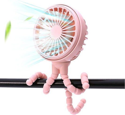 LAT Stroller Fan Flexible Tripod Clip On Fan,Portable Fan Car Seat Baby Fan with Flexible Tripod (Pink)