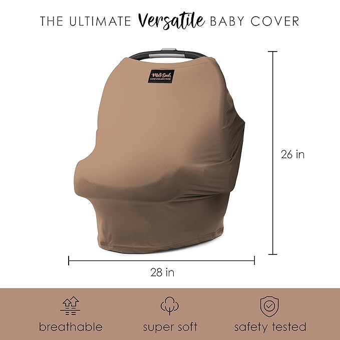 Milk Snob Original 5-in-1 Luxe Nursing Cover in Cocoa - Added Privacy Breastfeeding Cover, Car Seat Cover for Carrier, Stroller, High Chair, Shopping Cart, Lounger Canopy, Newborn Essentials