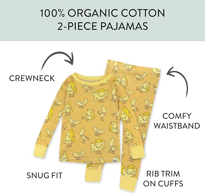 HonestBaby 2-Piece Pajamas Sleepwear Pjs 100% Organic Cotton for Baby, Toddler, Kids, Boy