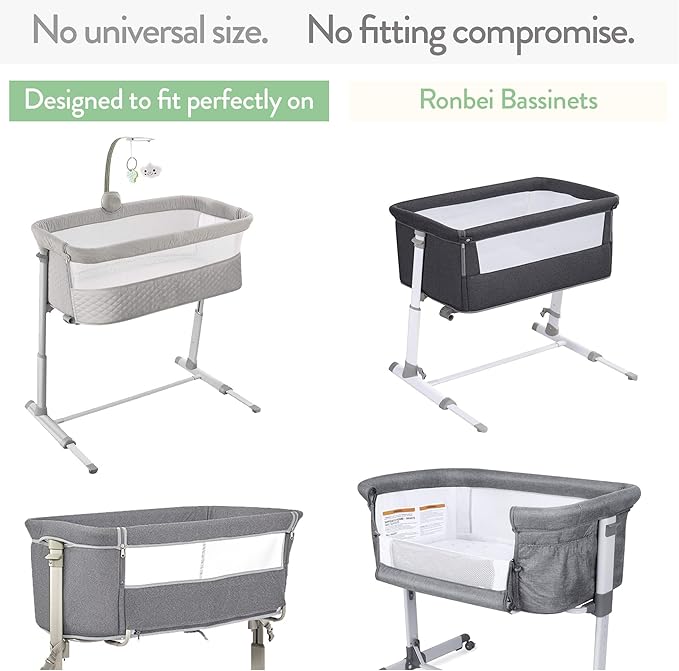 Bedside Sleeper Bassinet Sheets for 32 x 19 Inch Mattress Pad – Compatible with Ronbei, Pamobabe, Nordmiex Bassinet – 100% Jersey Cotton – Light + Dark Sage Green – 2 Pack