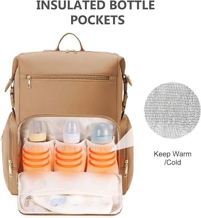 CEI-CEI Neoprene Diaper Bag Backpack Large Newborn Baby Maternity Bags Waterproof Travel Backpack for Mom Dad with Insulated Pockets,Changing Pad