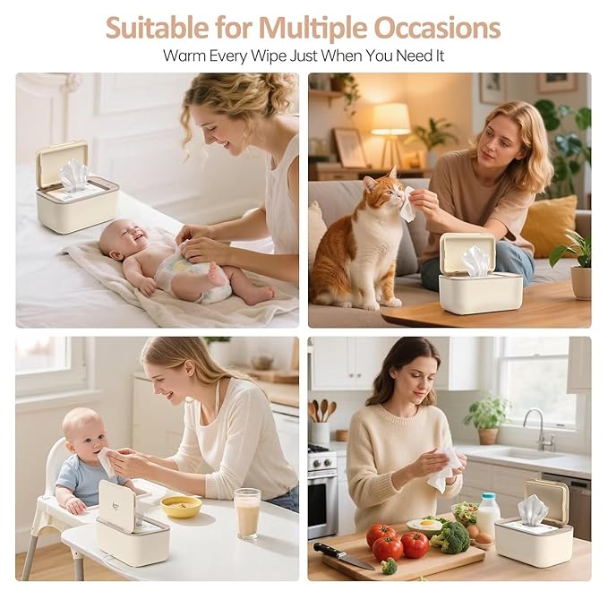 Baby Wipe Warmer, Wipe Warmer and Baby Wet Wipes Dispenser, 3 Mode Temp Control, Large Capacity, Evenly Overall Heating, Silence for Babies, Portable Diaper Wipe Warmer with Changing Light (Yellow)