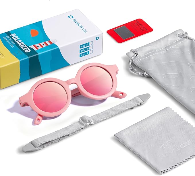 RIVBOS Baby Wrap Polarized UV400 Sunglasses - Soft Frame with Secure Strap for Infant and Newborn (0-24 Months) RBK069