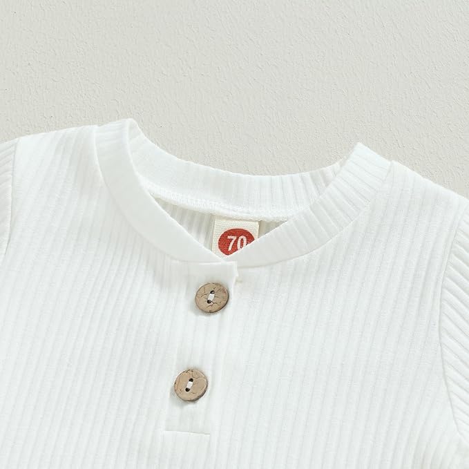 Newborn Baby Boy Girl Clothes Ribbed Knitted Long Sleeve Romper Pants Solid Cotton Infant Fall Winter Outfits 2Pcs