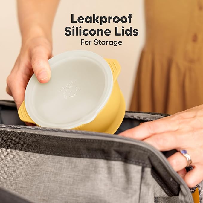 KeaBabies 2-Pack Baby Bowls with Suctions, Lids - Silicone Toddler Suction Bowls for Baby Boy, Girl, Kids, Food Grade Silicone, BPA-Free, Dishwasher Safe, Toddler Eating Essentials (Valiant)