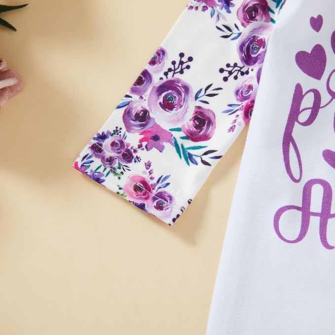 GRNSHTS Newborn Baby Girl Romper Infant Letter Print Jumpsuit Floral Bodysuit+Hat+Headband+Gloves Coming Home Clothes Outfits