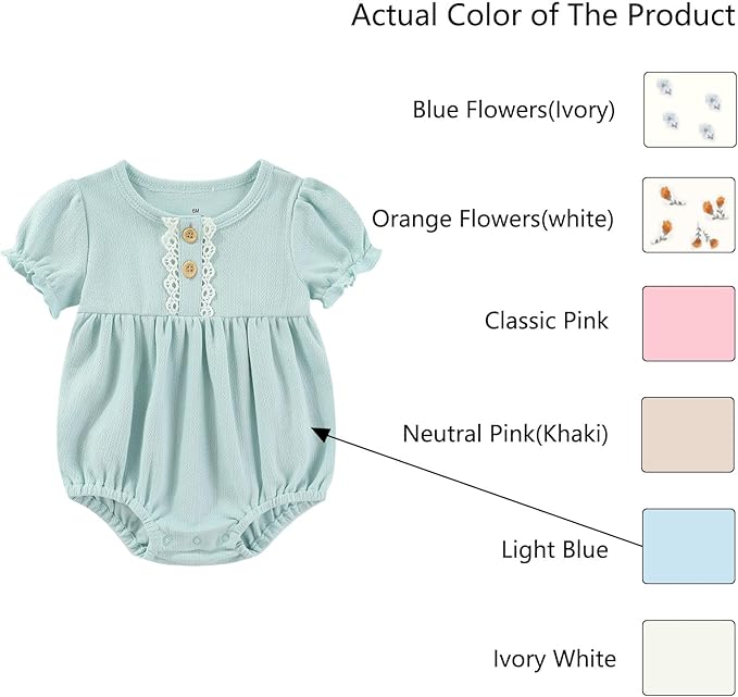 Baby Girl Clothes Cotton Bubble Romper Floral Bodysuits Infant Outfit Set