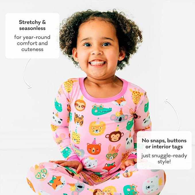 Little Sleepies Two-Piece Pajama Set for Boys & Girls, Soft Viscose from Bamboo Toddler Pajamas for Kids, Family Matching PJs