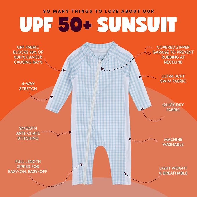 SwimZip Boys' Long-Sleeve UPF 50+ Swimsuit for Baby, Toddler, & Little Boys