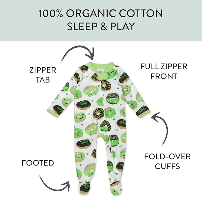 HonestBaby Baby Celebration Sleep & Play Footed One-Piece Pajama Sleeper 100% Organic Cotton