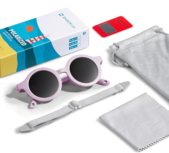 RIVBOS Baby Wrap Polarized UV400 Sunglasses - Soft Frame with Secure Strap for Infant and Newborn (0-24 Months) RBK069