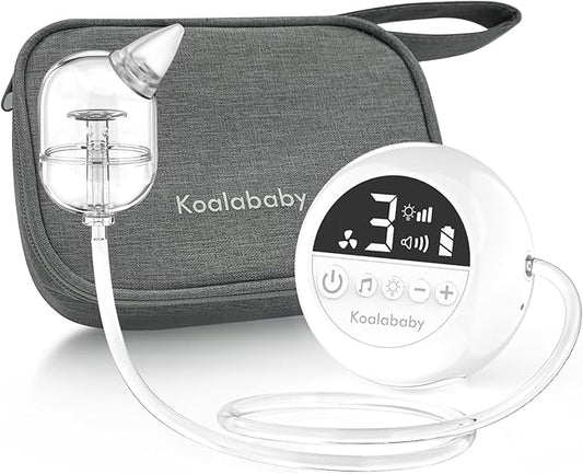 Koalababy Electric Nasal Aspirator for Baby – Hospital-Grade Nose Suction, 9 Suction Levels, Baby Nose Sucker, Nasal Cleaner, Night Light & Music, Soft Silicone Tips, Travel Bag
