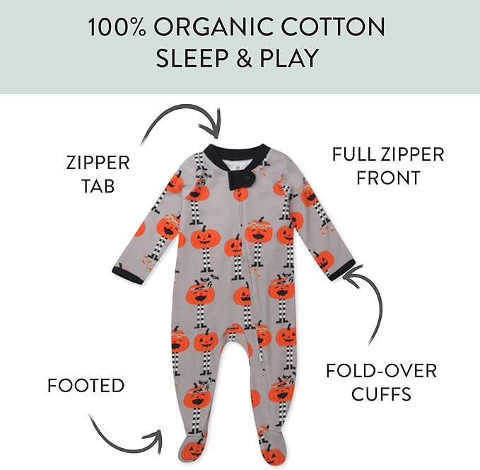 HonestBaby Baby Celebration Sleep & Play Footed One-Piece Pajama Sleeper 100% Organic Cotton