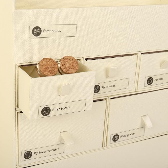 Memory Box for Kids,Baby Keepsake Box, Large Memory Box with Lids 8 Additional Items Neutral Minimalist Newborn Keepsake Box for Baby Girl & Boy,Gift for Baby Shower, Expecting Moms（Light Yellow）