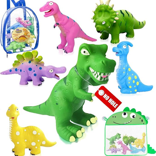 Dinosaur Bath Toys, Baby Shower Toys Mold Free Bathtub Toys for 12-18 Months - Plastic 8 Pack of No-Hole Design Dinosaurs for Toddler Bath Toys, for Boys and Girls