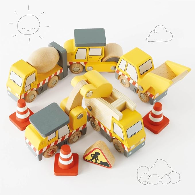 Le Toy Van Wooden Construction Vehicles Set