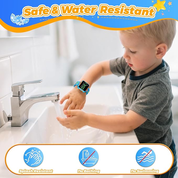 Potty Training Watch and Board Book for Kids: Water Resistant Potty Watches for Toddler Boys Rechargeable Toilet Reminder Dinosaur Toddler Watch 1-3 Birthday Gifts for 2 3 4 Year Old Boy (Blue)