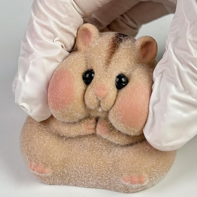 Handmade Taba Squishy Hamster Toy, Cute Squishy Hamster Fidget Toy, Realistic Hamster Toy, Soft Silicone Mochi Furry Toy, Stress Relief Gift for Adults & Kids, Sensory Anxiety Plushie(Brown)