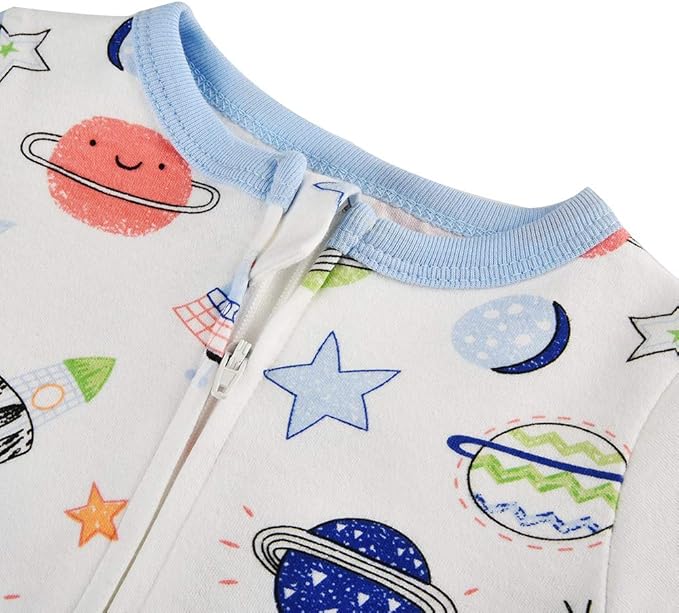 Aablexema Baby Footie Pajamas with Mittens - 3Pcs Infant Footed Sleeper Cotton Sleepwear Outfits