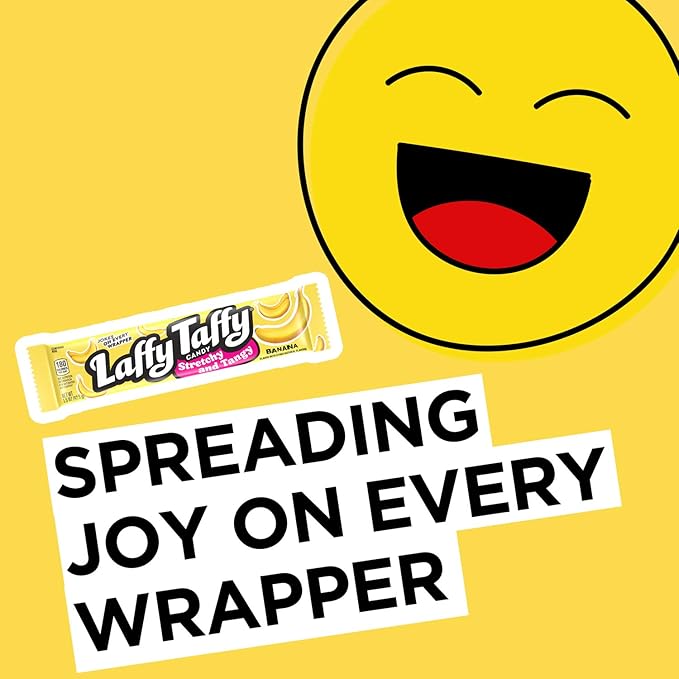 Laffy Taffy Candy, Stretchy & Tangy, Banana Flavor, 1.5 Ounce Bars (Pack of 48)