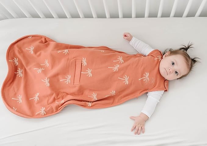 Woolino Merino Wool & Organic Cotton Baby Sleep Sack 2-24 Months – Ultimate 4-Season Baby Sleeping Bag, Universal Size Wearable Blanket, 2-Way Zipper & Adjustable Fit, Year-Round Use – Palms