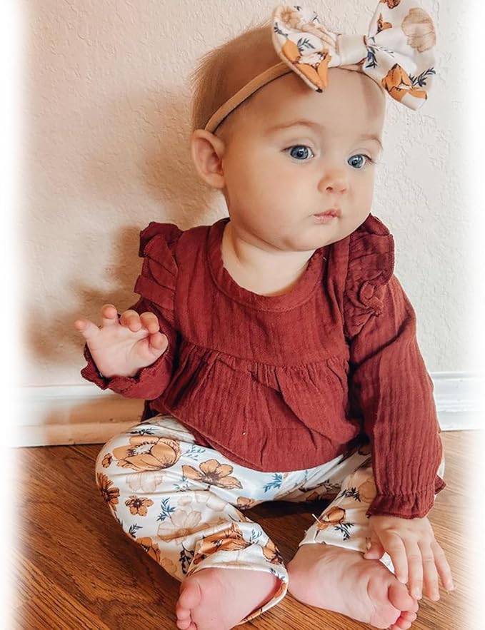 HINTINA Infant Baby Girl Long Sleeve Fall Winter Outfits With Headband