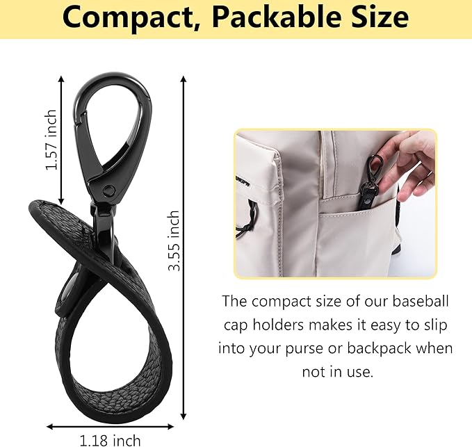 Hat Clip for Travel, Hands-Free Bag, Backpack, Purse, and Hiking Gear Clip-on Holder Strap for Baseball, Snapback, and Ponytail Caps
