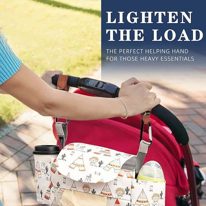 2 Pcs Brown Baby Stroller Hooks for Hanging | Multipurpose Stroller Straps with Durable and Stylish Stroller Clips for Diaper Bags | The Perfect Mummy Hook for Pram, Wheelchair, Shopping and Pet Carts