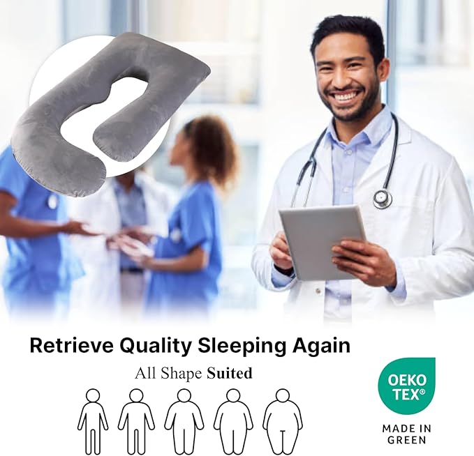 Pregnancy Pillow, Full Body Maternity Pillow 57 inch, with Removable Washable Cover - Sleep Support for Legs, Back, Neck, Shoulder, HIPS, Belly for Pregnent Women, Velvet Cover(Grey)