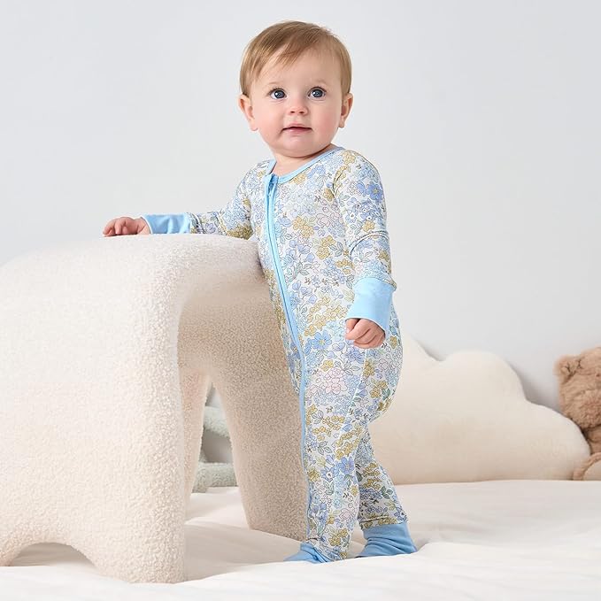 pureborn Baby Boys Girls Sleeper Snug Fit Viscose from Bamboo Pajamas 0-24 Months