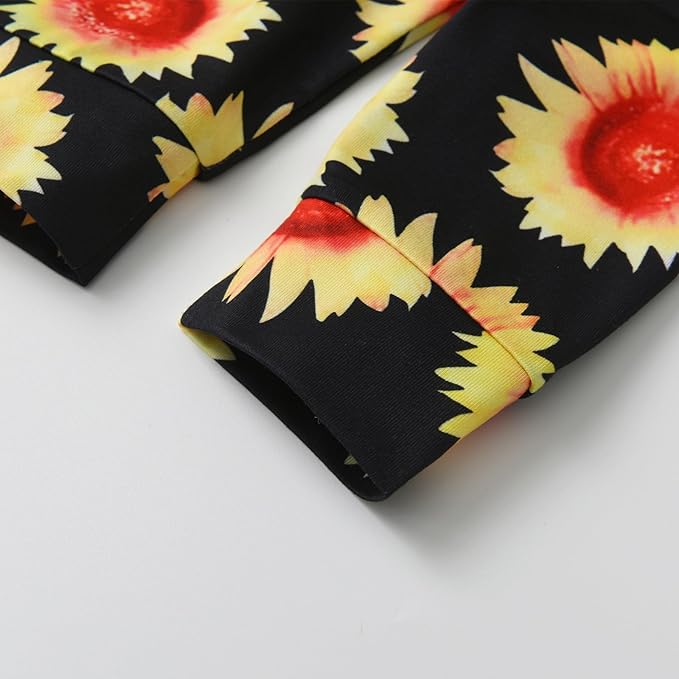 3PCS Baby Girl Clothes Ruffle Floral Shirt Tops Pants Headband Outfit Sets